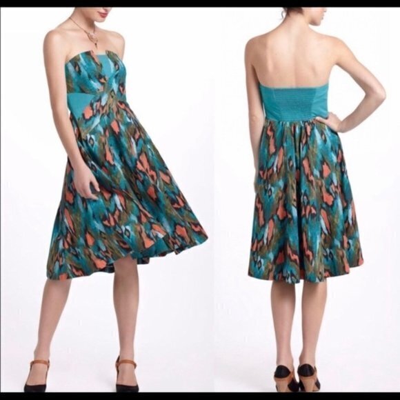 Anthropologie Girls From Savoy Strapless Dress 2 - Picture 1 of 8